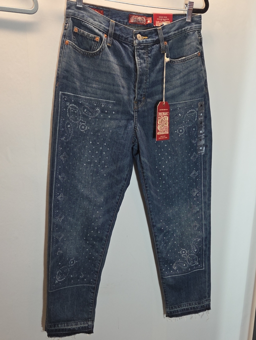 Lucky Brand Dark Blue Bandana-Print High Rise Jeans Limited Edition Size 8/29